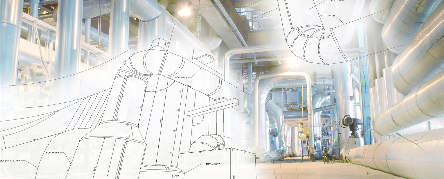 Visión del plano de un proyecto industrial junto con el resultado